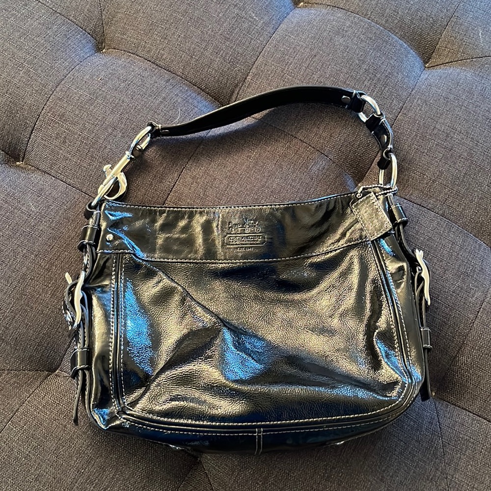 Black patent leather Coach purse